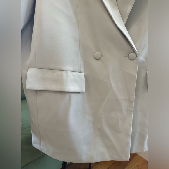 Extro&Vert Light Grey Double Breasted Women’s Oversized office Blazer Size XL - Picture 7 of 14